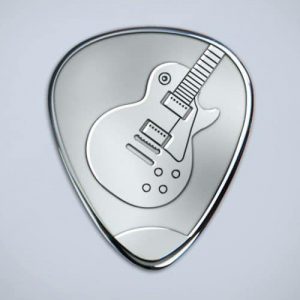Zilveren plectrum gitaar